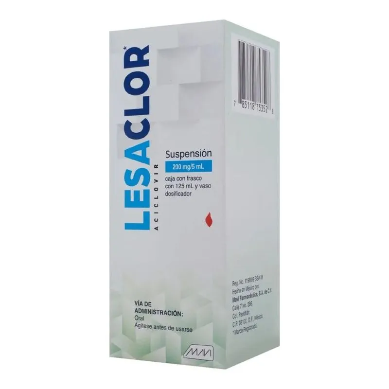 Lesaclor Aciclovir Suspensión 200 mg/5 ml 