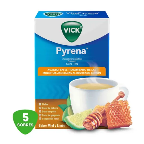 Vick Pyrena Miel‑Limón · 5 sobres · Granulado antigripal 
