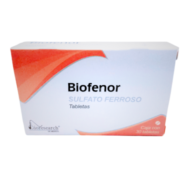 Biofenor 60 mg Sulfato Ferroso 30 Tabletas 