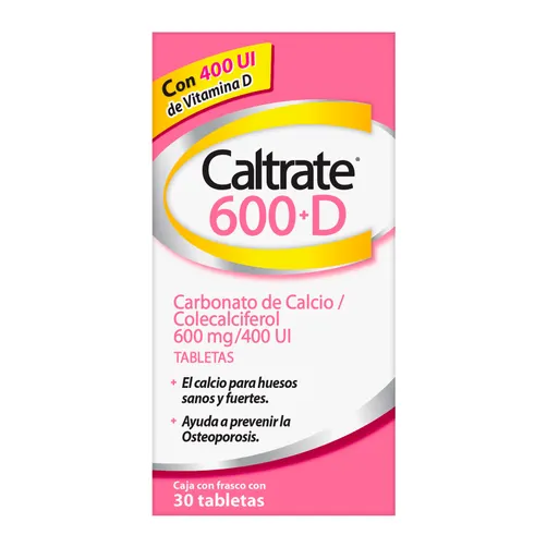 Caltrate Suplemento de Calcio 600 +D 600 mg/400 UI 30 tabletas