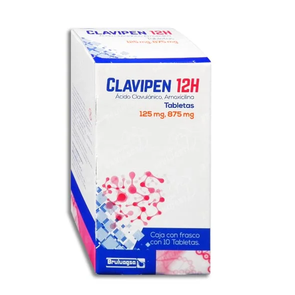 Clavipen 12 h 875/125 mg – 10 tabletas antibiótico 