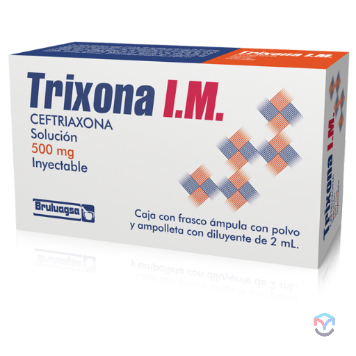 Trixona IM Ceftriaxona 500 mg – ampolleta 2 ml + diluyente