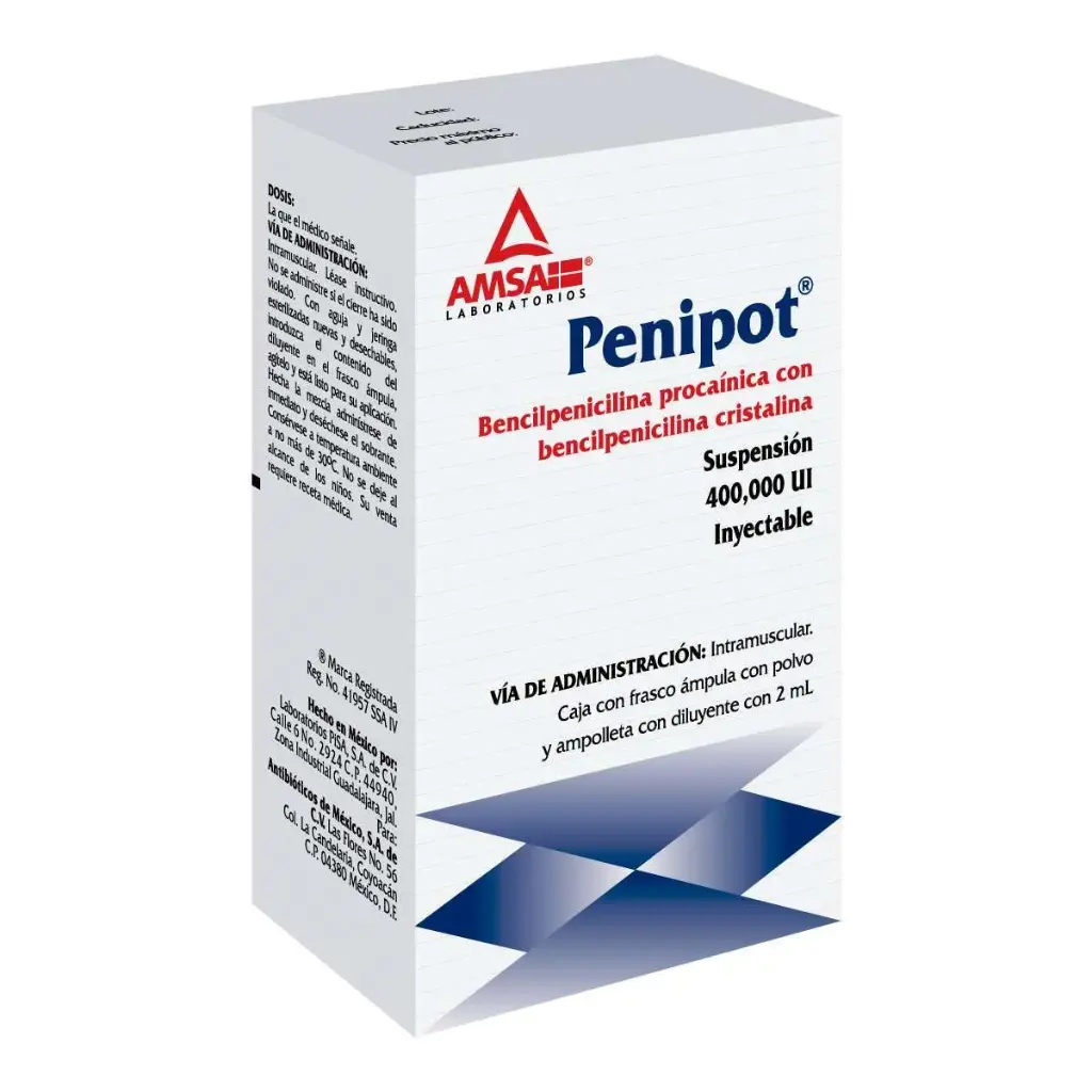 Penipot Bencilpenicilina Procaínica 400000 UI Ampolleta 2 Ml