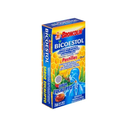 Broncolin Bicoestol Sabor Eucalipto 16 Pastillas