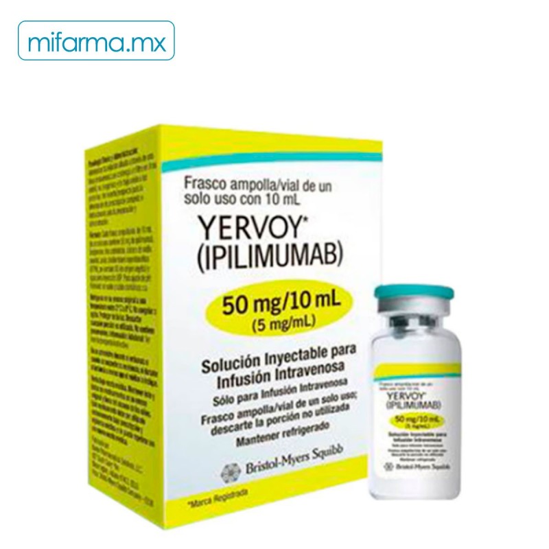 Yervoy Ipilimumab 50 mg / 10 ml Solución Inyectable Frasco Ampolla Con 10 ml