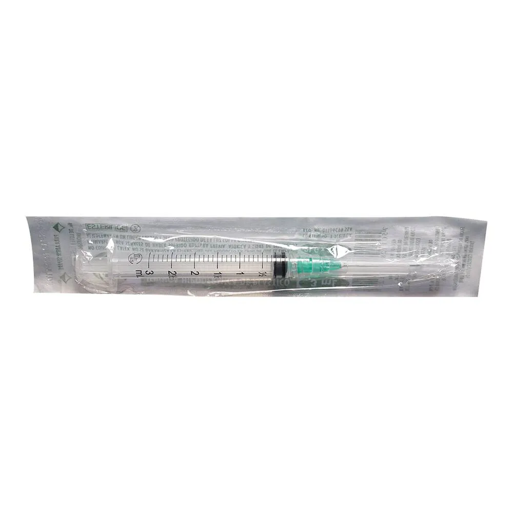Jeringa Hipodérmica de plástico verde 3ml 