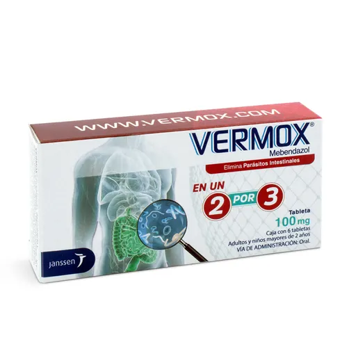 Vermox 100 mg - 6 tabletas 