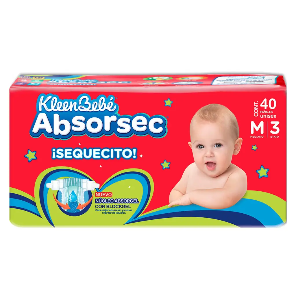  KleenBebé Absorsec Mediano 40 pz