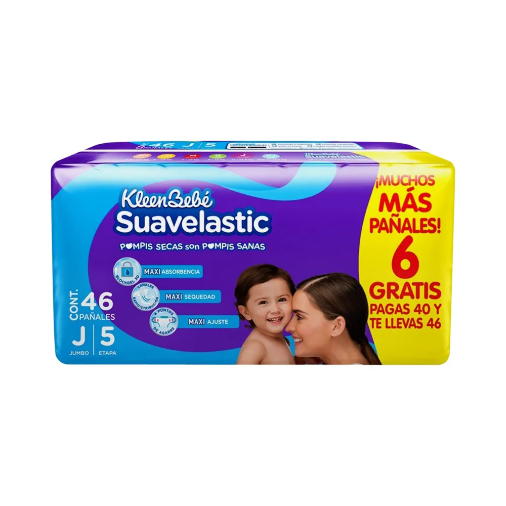  KleenBebé Suavelastic Jumbo 46 pzas