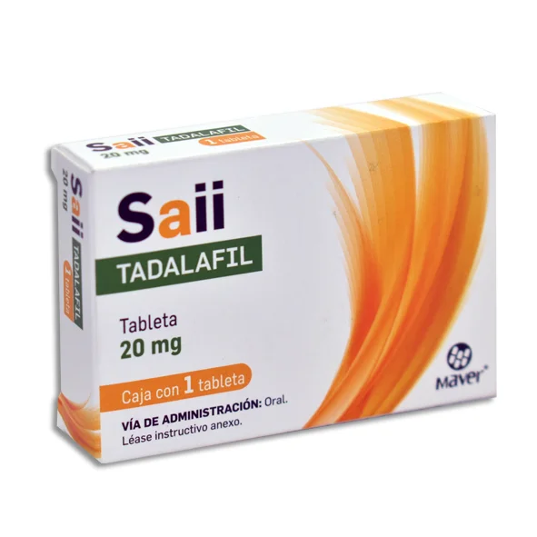  Tadalafilo 20 mg, empaque de 1 tableta