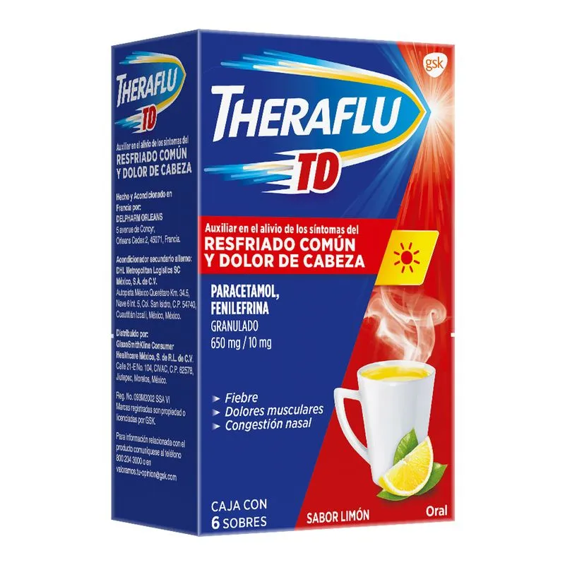 Theraflu TD Rojo 650 mg/10 mg – 6 Sobres