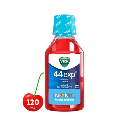 VICK 44 EXP JARABE INFANTIL 1.33g, 100ml Frasco con 120 ml Sabor cereza Guaifenesina