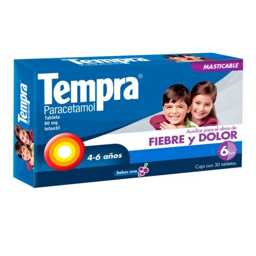 TEMPRA INFANTIL 80mg Caja con 30 Tabletas masticables Paracetamol